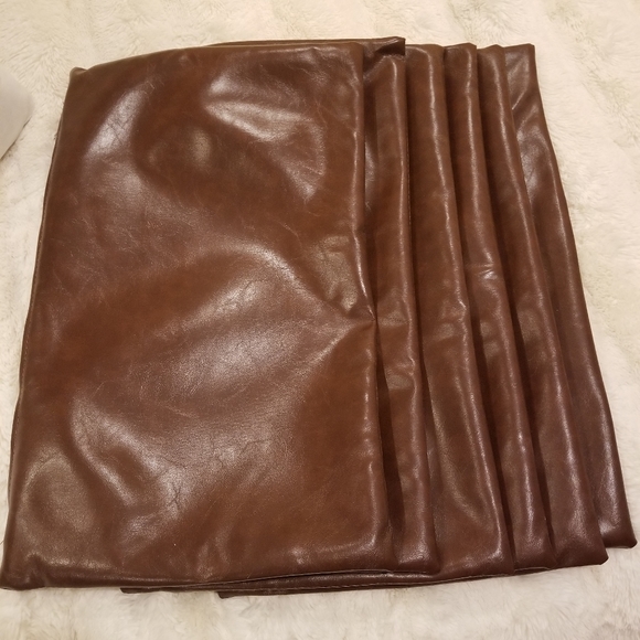 Faux Vegan Leather Decorative 6 brown pillow covers, 12×20 - Picture 5 of 7